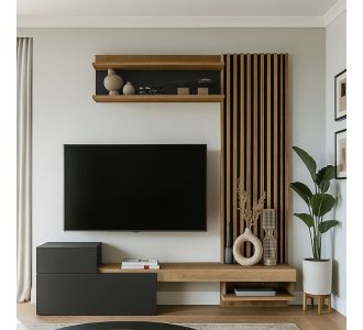 Σύνθεση τηλεόρασης Dumont Megapap χρώμα ανθρακί - sepet oak 180x36,8x200εκ. |  Συνθέσεις σαλονιού στο espiti
