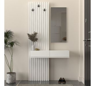 Έπιπλο εισόδου Elois Megapap χρώμα λευκό 96,6x26,8x195,5εκ. |  Βιτρίνες - Έπιπλα εισόδου στο espiti