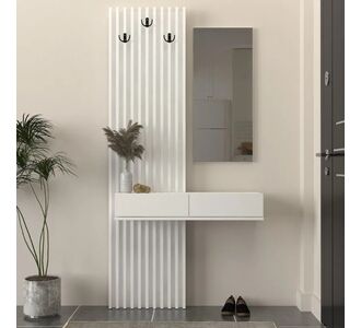 Έπιπλο εισόδου Elois Megapap χρώμα λευκό 96,6x26,8x195,5εκ. |  Βιτρίνες - Έπιπλα εισόδου στο espiti