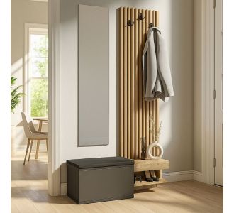 Έπιπλο εισόδου Dumont Megapap χρώμα ανθρακί - sepet oak 104,8x35x198εκ. |  Βιτρίνες - Έπιπλα εισόδου στο espiti