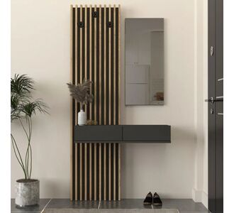 Έπιπλο εισόδου Elois Megapap χρώμα ανθρακί - sepet oak 96,6x26,8x195,5εκ. |  Βιτρίνες - Έπιπλα εισόδου στο espiti