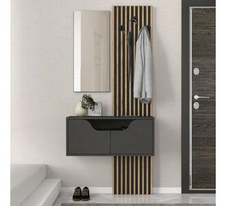 Έπιπλο εισόδου Naro Megapap χρώμα ανθρακί - sepet oak 90x35x204,2εκ. |  Βιτρίνες - Έπιπλα εισόδου στο espiti