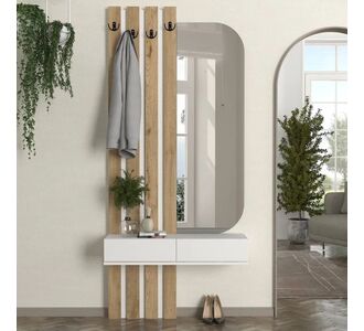 Έπιπλο εισόδου Reyas Megapap χρώμα λέυκό - sepet oak 90x27x205,6εκ. |  Βιτρίνες - Έπιπλα εισόδου στο espiti