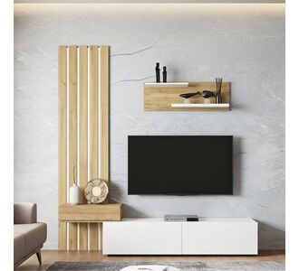 Σύνθεση τηλεόρασης Rosaline Megapap χρώμα λευκό - sepet oak 183x31,3x196,9εκ. |  Συνθέσεις σαλονιού στο espiti