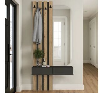 Έπιπλο εισόδου Reyas Megapap χρώμα ανθρακί - sepet oak 90x27x205,6εκ. |  Βιτρίνες - Έπιπλα εισόδου στο espiti