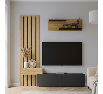 Σύνθεση τηλεόρασης Rosaline Megapap χρώμα ανθρακί - sepet oak 183x31,3x196,9εκ. |  Συνθέσεις σαλονιού στο espiti