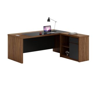 Γραφείο γωνιακό επαγγελματικό αναστρέψιμο Oscar pakoworld καρυδί-ανθρακί 200x188,6x76εκ |  Γραφεία στο espiti