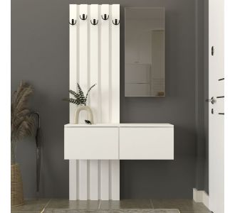 Έπιπλο εισόδου Kanso Megapap χρώμα λευκό 100x35x196,7εκ. |  Βιτρίνες - Έπιπλα εισόδου στο espiti