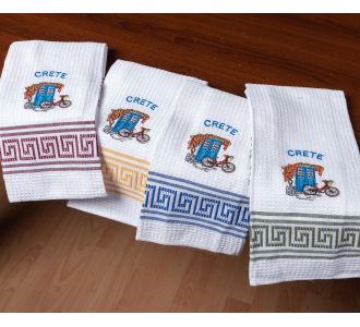 Σετ 12 τεμαχίων ποτηρόπανα (45cm x 65cm) ποδήλατο CRETE 5206978169014 SilkFashion |  Πετσέτες Κουζίνας στο espiti