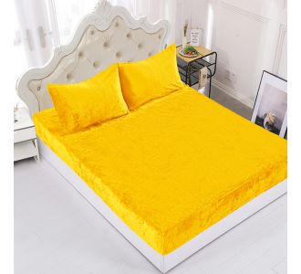 Fleece σεντόνι με λάστιχο και μαξιλαροθήκες (160cm x 200cm + 35cm) yellow 5206978082733 SilkFashion |  Σεντόνια Υπέρδιπλα / King Size στο espiti