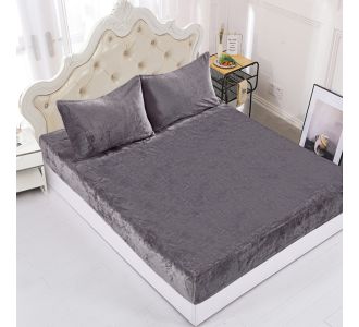 Fleece σεντόνι με λάστιχο και μαξιλαροθήκες (160cm x 200cm + 35cm) σκούρο γκρί 5206978082757 SilkFashion |  Σεντόνια Υπέρδιπλα / King Size στο espiti