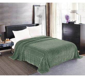 Κουβέρτα fleece braid (220cm x 240cm) πράσινο 5206978163173 SilkFashion |  Κουβέρτες fleece Υπέρδιπλες στο espiti