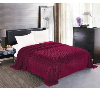 Κουβέρτα fleece braid (160cm x 220cm) μπορντώ 5206978163142 SilkFashion |  Κουβέρτες fleece Υπέρδιπλες στο espiti