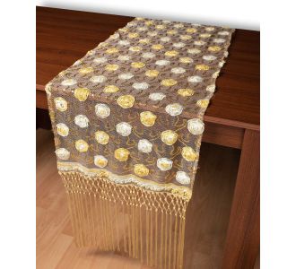 Τούλινη καρέ τραβέρσα 264-17 (50cm x 200cm) χρυσό  5206978166792 SilkFashion |  Τραπεζομάντηλα στο espiti