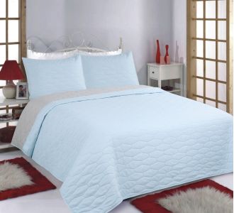 ΚΟΥΒΕΡΛΙ σετ (170cm x 220cm + 1 x 50cm x 70cm) RUBY sky blue/ grey 5206978074400 SilkFashion |  Κουβερλί Υπέρδιπλα στο espiti