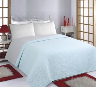 ΚΟΥΒΕΡΛΙ σετ (220cm x 240cm) WAVES sky blue/ grey 5206978074981 SilkFashion |  Κουβερλί Υπέρδιπλα στο espiti