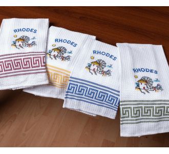 Σετ 12 τεμαχίων ποτηρόπανα (45cm x 65cm) ανεμόμυλος RHODES 5206978168888 SilkFashion |  Πετσέτες Κουζίνας στο espiti