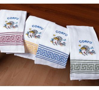 Σετ 12 τεμαχίων ποτηρόπανα (45cm x 65cm) ανεμόμυλος CORFU 5206978168901 SilkFashion |  Πετσέτες Κουζίνας στο espiti