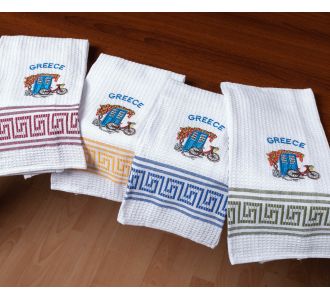 Σετ 12 τεμαχίων ποτηρόπανα (45cm x 65cm) ποδήλατο GREECE 5206978168994 SilkFashion |  Πετσέτες Κουζίνας στο espiti