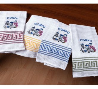Σετ 12 τεμαχίων ποτηρόπανα (45cm x 65cm) εκκλησία CORFU 5206978169069 SilkFashion |  Πετσέτες Κουζίνας στο espiti