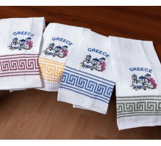 Σετ 12 τεμαχίων ποτηρόπανα (45cm x 65cm) εκκλησία GREECE 5206978169076 SilkFashion |  Πετσέτες Κουζίνας στο espiti