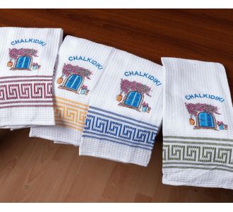 Σετ 12 τεμαχίων ποτηρόπανα (45cm x 65cm) πόρτα CHALKIDIKI 5206978169212 SilkFashion |  Πετσέτες Κουζίνας στο espiti