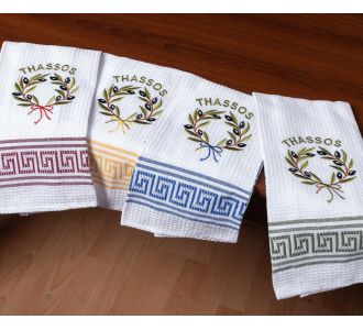 Σετ 12 τεμαχίων ποτηρόπανα (45cm x 65cm) στεφάνι THASSOS 5206978169328 SilkFashion |  Πετσέτες Κουζίνας στο espiti