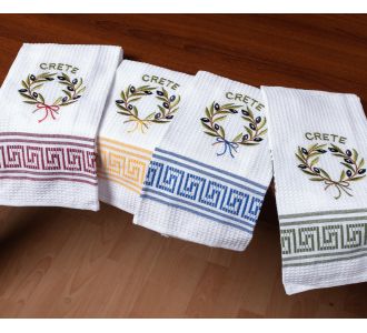 Σετ 12 τεμαχίων ποτηρόπανα (45cm x 65cm) στεφάνι CRETE 5206978169335 SilkFashion |  Πετσέτες Κουζίνας στο espiti