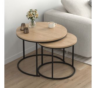 Τραπεζάκι σαλονιού σετ 2 τμχ Hilal Megapap χρώμα sapphire oak Ø66x49,5εκ. |  Τραπεζάκια σαλονιού στο espiti