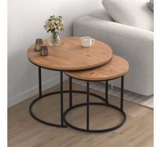 Τραπεζάκι σαλονιού σετ 2 τμχ Hilal Megapap χρώμα pine oak Ø66x49,5εκ. |  Τραπεζάκια σαλονιού στο espiti