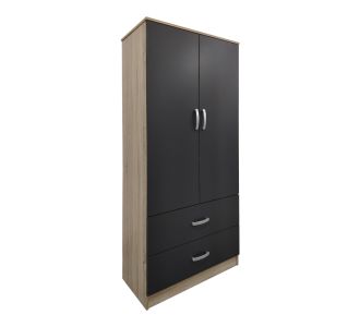 Ντουλάπα δίφυλλη με 2 συρτάρια Lego pakoworld σε oak-ανθρακί απόχρωση 80x42x180εκ |  Ντουλάπες ρούχων στο espiti