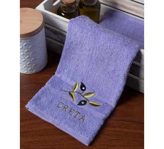 Πετσέτα Προσώπου (50cm x 100cm) Μωβ με Κλαδί ΚΡΗΤΗ 5206978159572 SilkFashion |  Πετσέτες Κουζίνας στο espiti