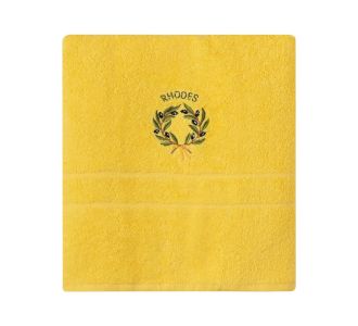 Πετσέτα Προσώπου ( 50cm x 100cm ) Κίτρινο με Στεφάνι ΡΟΔΟΣ 5206978159398 SilkFashion |  Πετσέτες Κουζίνας στο espiti