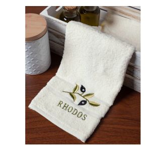 Πετσέτα Προσώπου ( 50cm x 100cm ) Εκρού με κλαδί ΡΟΔΟΣ 5206978159480 SilkFashion |  Πετσέτες Κουζίνας στο espiti