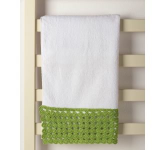Πετσέτα Προσώπου (50cm x 100cm) με δαντέλα λευκό/πράσινο 5206978162114 SilkFashion |  Σετ Πετσέτες στο espiti