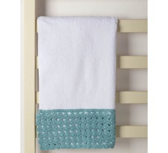 Πετσέτα Σώματος (100cm x 150cm) με δαντέλα λευκό/μπλε 5206978162251 SilkFashion |  Σετ Πετσέτες στο espiti