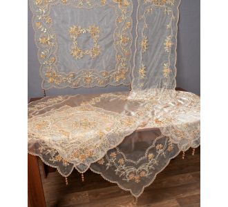 Σετ 7 τεμαχίων (85cm x 85cm, 40cm x 110cm, 130cm x 130cm, 2x38cm x 38cm, 2x55cm x 55cm) 7707 Χρυσό 5206978162350 SilkFashion |  Καρέ στο espiti