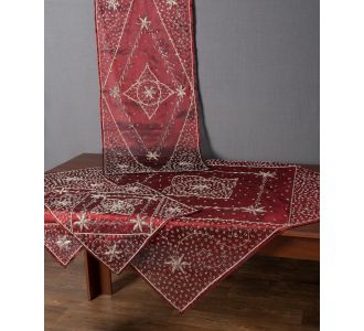 Σετ 4 τεμαχίων (100cm x 100cm, 45cm x 105cm, 2x42cm x 42cm) Ερατώ Μπορντώ 5206978105944 SilkFashion |  Καρέ στο espiti