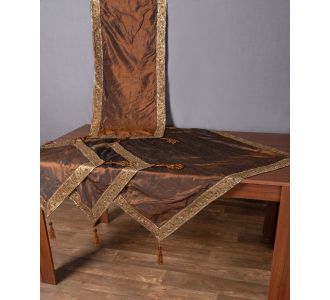 Σετ 4 τεμαχίων (100cm x 100cm, 50cm x 150cm, 2x50cm x 50cm) Αθηνά Καφέ 5206978105975 SilkFashion |  Καρέ στο espiti