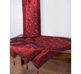 Σετ 4 τεμαχίων (100cm x 100cm, 40cm x 130cm, 2x40cm x 40cm)  Ήρα Μπορντώ 5206978106026 SilkFashion |  Καρέ στο espiti