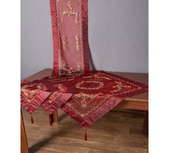 Τραπεζοκαρέ (130cm x 130cm) SL-0639 Μπορντώ 5206978162008 SilkFashion |  Τραπεζομάντηλα στο espiti