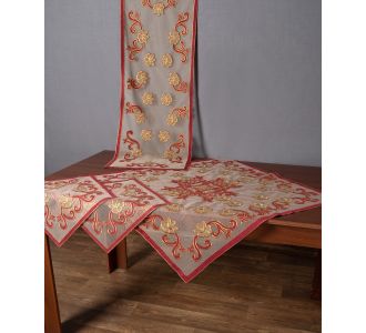 Σετ 4 τεμαχίων (85cm x 85cm, 40cm x 110cm, 2x40cm x 40cm) 60124 μπορντώ 5206978106149 SilkFashion |  Καρέ στο espiti