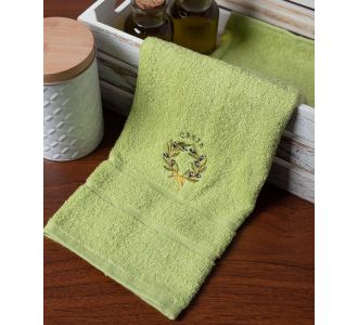 Πετσέτα Προσώπου (50cm x 100cm) Πράσινο με Στεφάνι ΚΡΗΤΗ 5206978159503 SilkFashion |  Πετσέτες Κουζίνας στο espiti