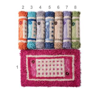 ΠΑΤΑΚΙΑ λουλούδι (50cm x 80cm) σιέλ 6978000000733 SilkFashion |  Πατάκια Μπάνιου στο espiti