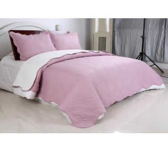 ΚΟΥΒΕΡΛΙ σετ (220cm x 240cm + 2 x 50cm x 70cm) λαχούρι PINK & CREAM 6978000000817 SilkFashion |  Κουβερλί Υπέρδιπλα στο espiti
