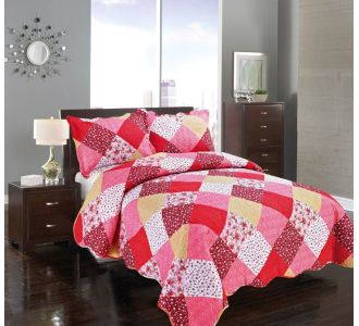 ΚΟΥΒΕΡΛΙ σετ (220cm x 240cm + 2 x 50cm x 70cm) ΚΟΚΚΙΝΟ ΚΑΡΡΩ 6978000000822 SilkFashion |  Κουβερλί Υπέρδιπλα στο espiti