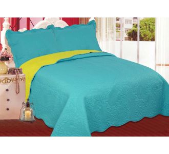 ΚΟΥΒΕΡΛΙ σετ (220cm x 240cm + 2 x 50cm x 70cm) λαχούρι BLUE & GREEN 6978000000834 SilkFashion |  Κουβερλί Υπέρδιπλα στο espiti