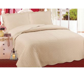 ΚΟΥΒΕΡΛΙ σετ (220cm x 240cm + 2 x 50cm x 70cm) φύλλο light brown 6978000000850 SilkFashion |  Κουβερλί Υπέρδιπλα στο espiti