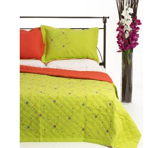 ΚΟΥΒΕΡΛΙ σετ (160cm x 220cm + 1 x 50cm x 70cm) 024 λαχανί 6978000000858 SilkFashion |  Κουβερλί Υπέρδιπλα στο espiti