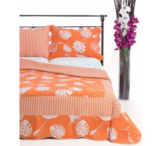 ΚΟΥΒΕΡΛΙ σετ( 220cm x 240cm + 2 x 50cm x 70cm) 350 πορτοκαλί 6978000000865 SilkFashion |  Κουβερλί Υπέρδιπλα στο espiti